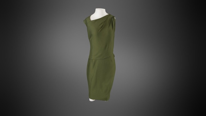 Givenchy Draped Shift Dress in Olive Green